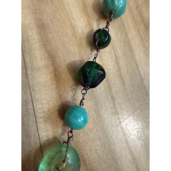 Vintage Green & Turquoise Beaded Necklace - Picture 3 of 7